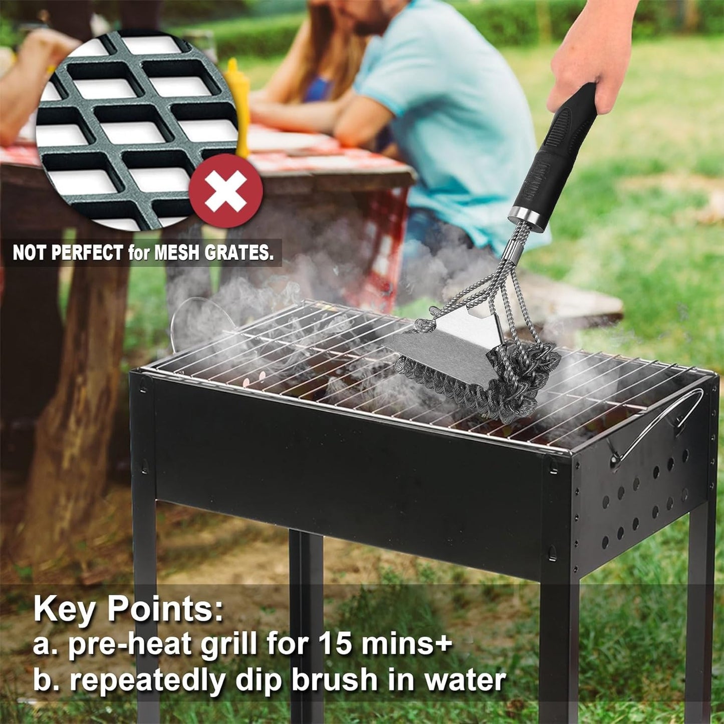 Grill Brush and Scraper Bristle Free - Safe BBQ Brush for Grill -Stainless Grill Grate Cleaner
