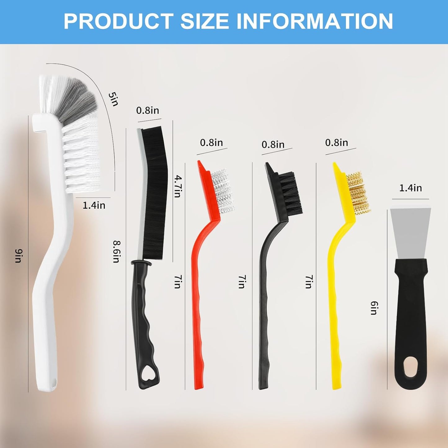 11Pcs Crevice Cleaning Brush Set, Hard Bristle Cleaning Supplies for Kitchen, Bathroom, Corner, Grout