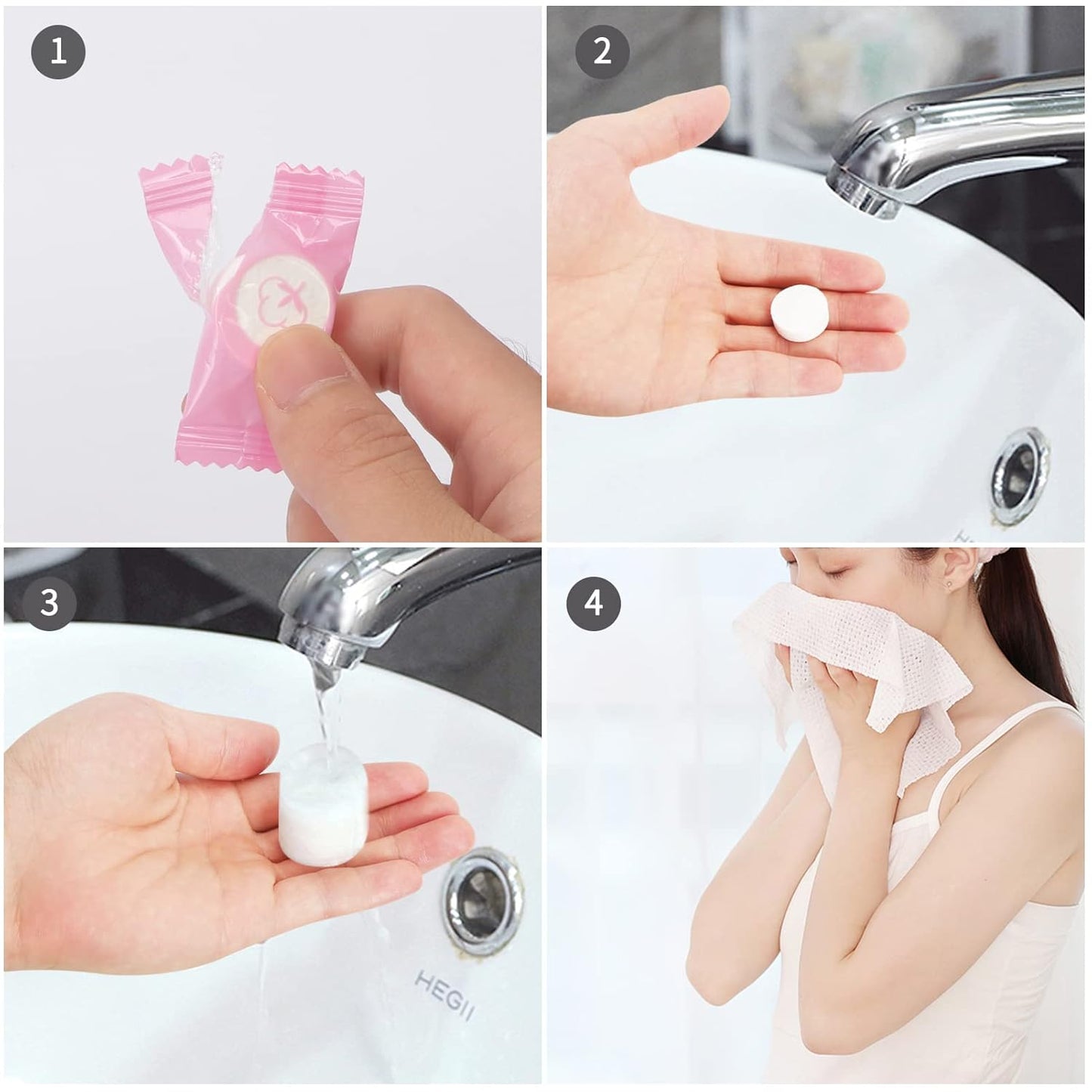 Compressed Towel 100 PCS Mini Tablets Disposable Portable Face Towel  for for Travel Essentials, Camping, Hiking, Sport, Beauty