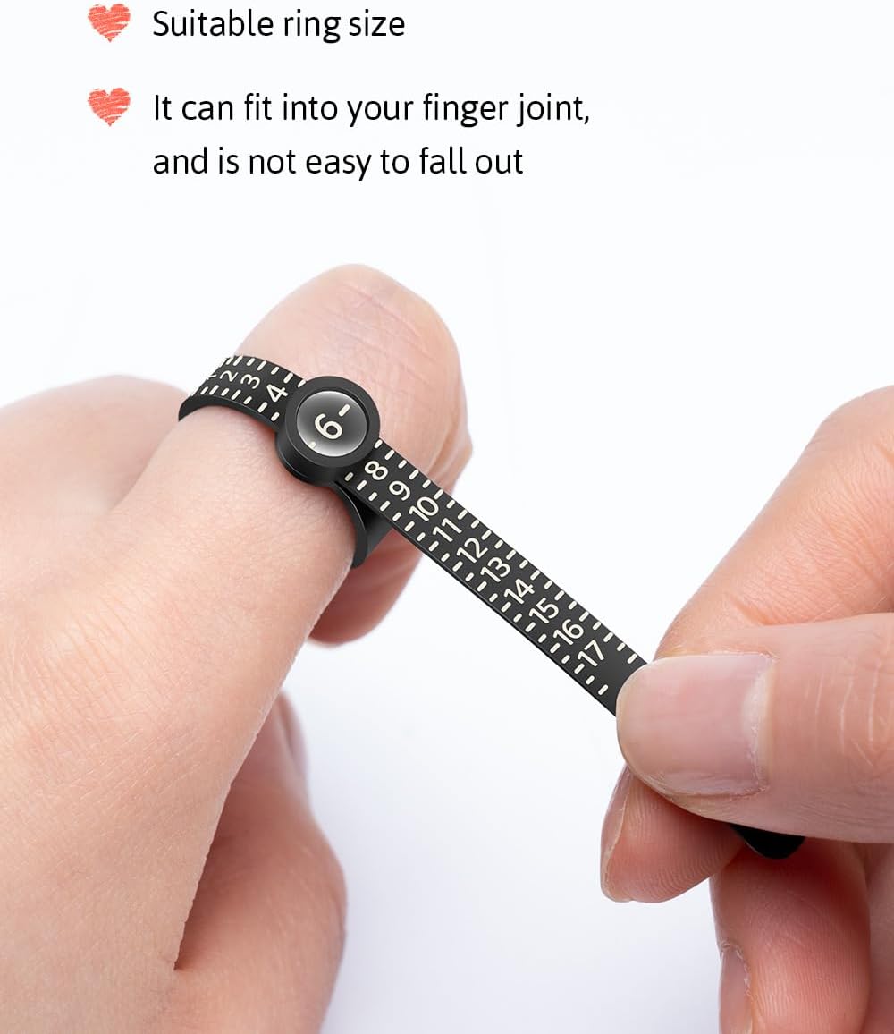 Ring Sizer Measuring Tool with Magnifier, for Ring Measurer and Ring Sizer Clear and Intuitive Reading. Plastic Ring Sizer with Lens, 1-17