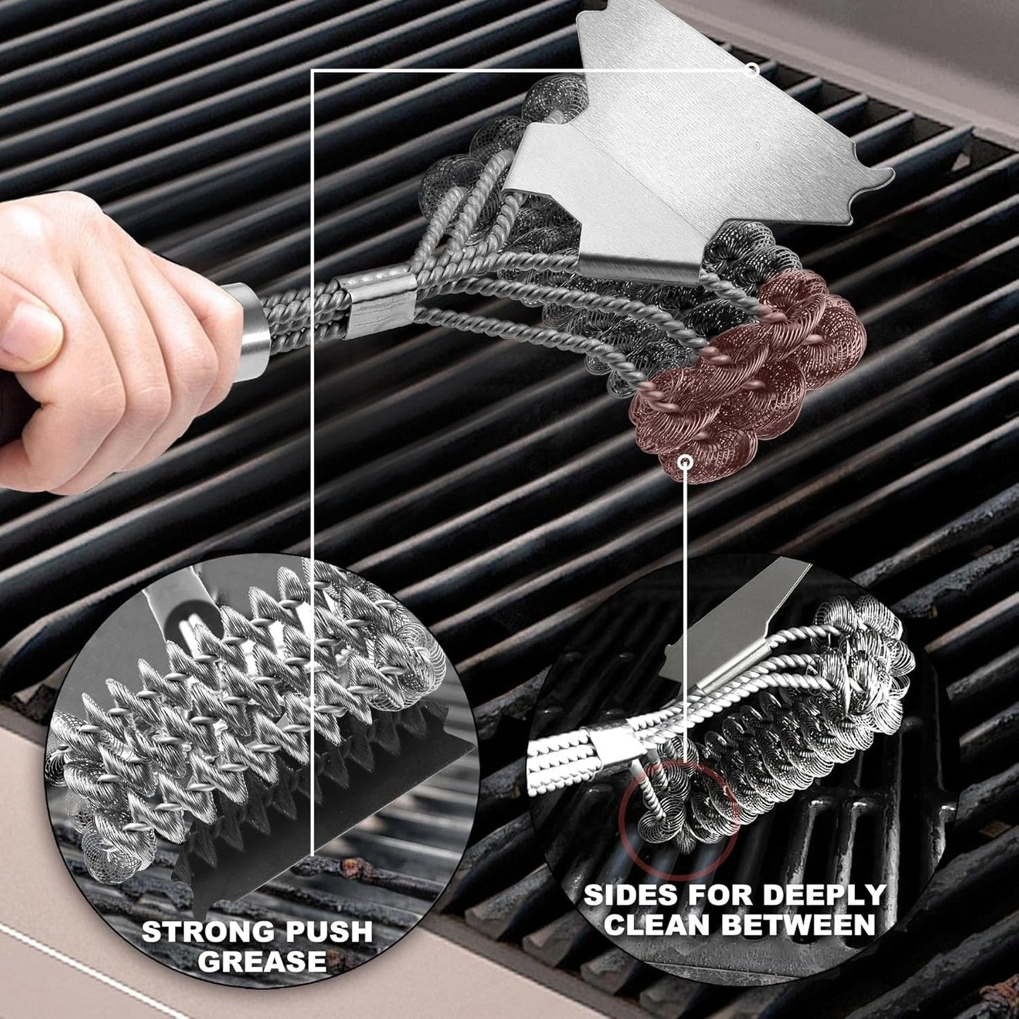 Grill Brush and Scraper Bristle Free - Safe BBQ Brush for Grill -Stainless Grill Grate Cleaner