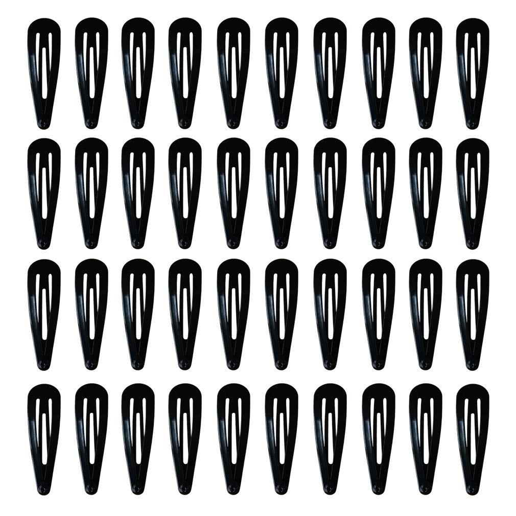 50 Pack Black 2 Inch Barrettes Women Metal Snap Hair Clips Accessories