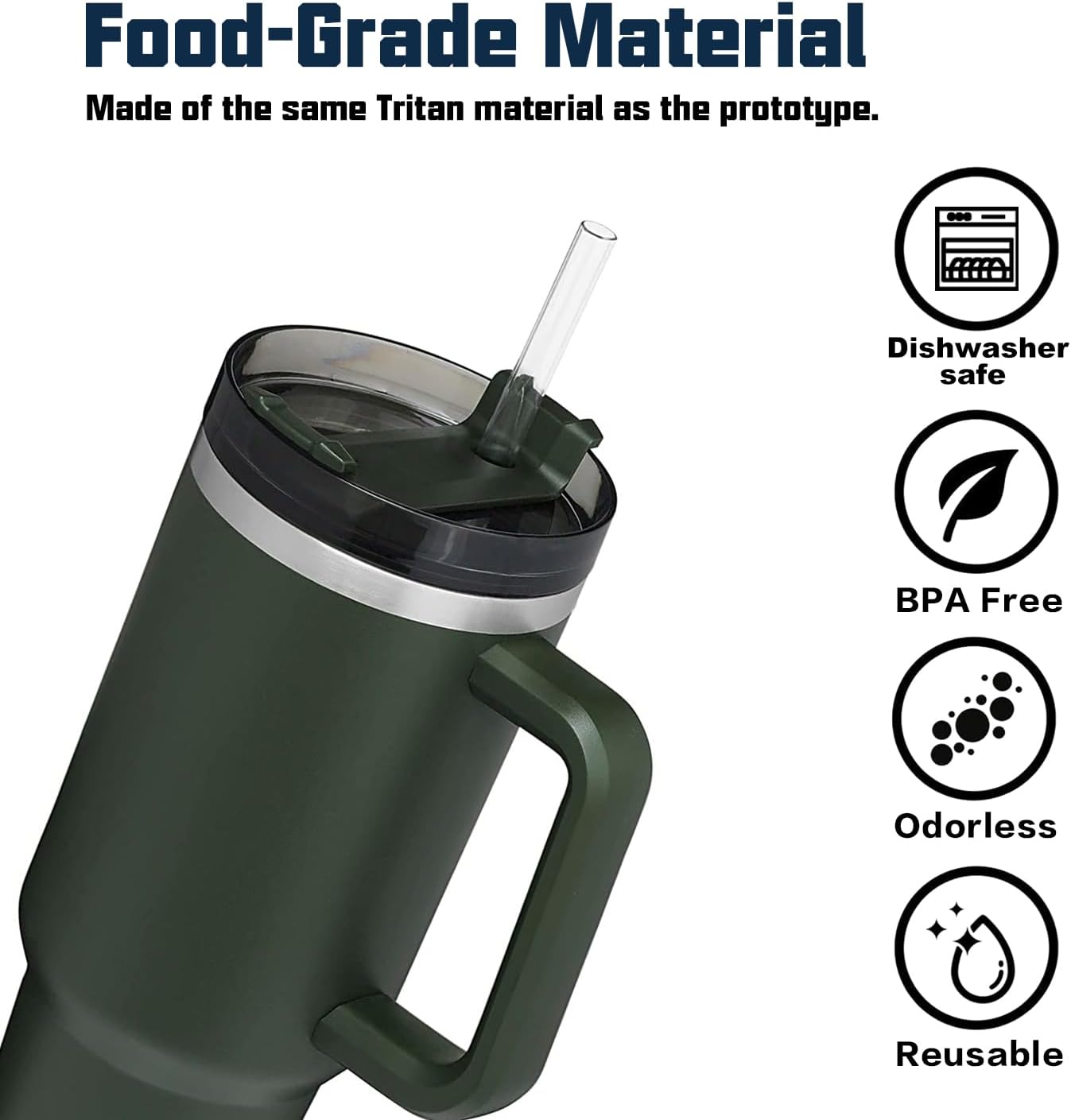 12" Reusable Straws for Stanley/Yeti 30oz-40oz Cup Tumbler, 6 Pack Reusable Straw with Cleaning Brush