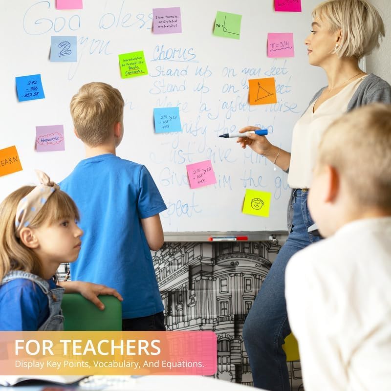 Sticky Notes, 12 Pads, 3x3 inches, Soft Pastel Self-Stick Note Pads, Perfect for Office, Study, and Daily Life Organization 600sheet