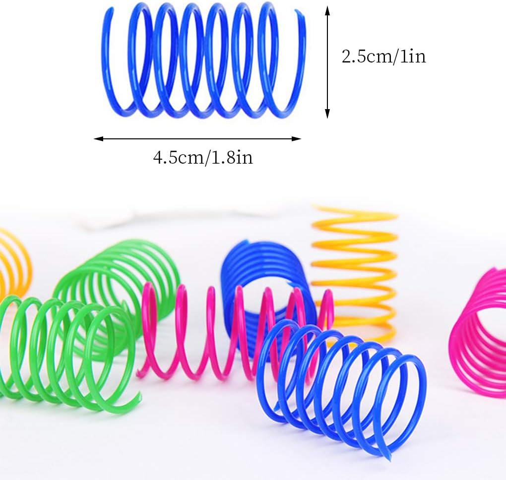 Cat Spiral Spring, 12 Pc Cat Creative Toy Plastic Spring Colorful Springs Cat Toy for Swatting, Biting, Hunting Kitten Toys