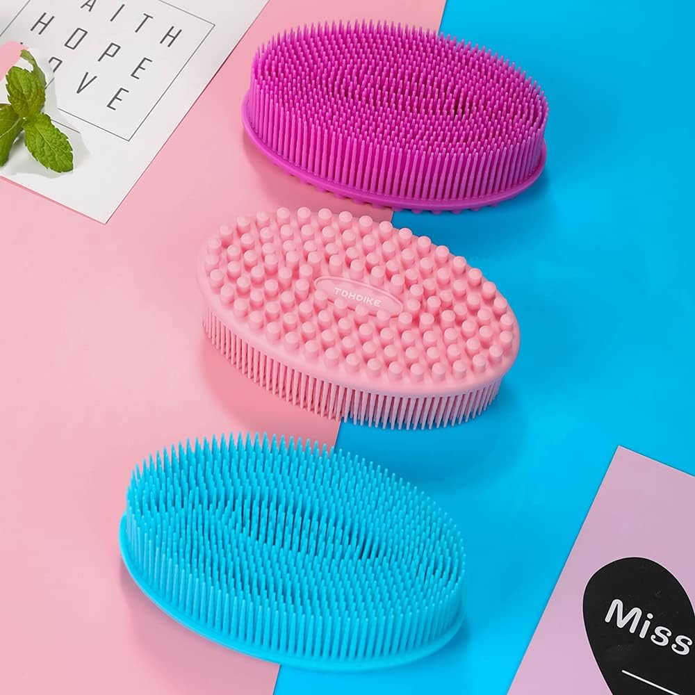 Set of 3  Silicone Body Scrubber Loofah - Set of 3 Soft Exfoliating Body Bath Shower Scrubber Loofah Brush