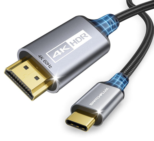 USB C to HDMI cable 6ft, 4K@60Hz USB Type‑C to HDMI cord, USB C HDMI 60Hz, USB C HDMI for Macbook,iPad,Galaxy
