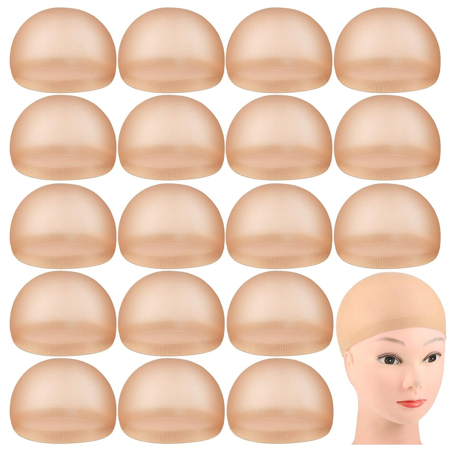 20 Pack Wig Caps for Women, Ultra-Thin Stretch Nylon Stocking Cap for Lace Front Wigs, Breathable Mesh Wig Liner for Cosplay, Ballet, Daily Use