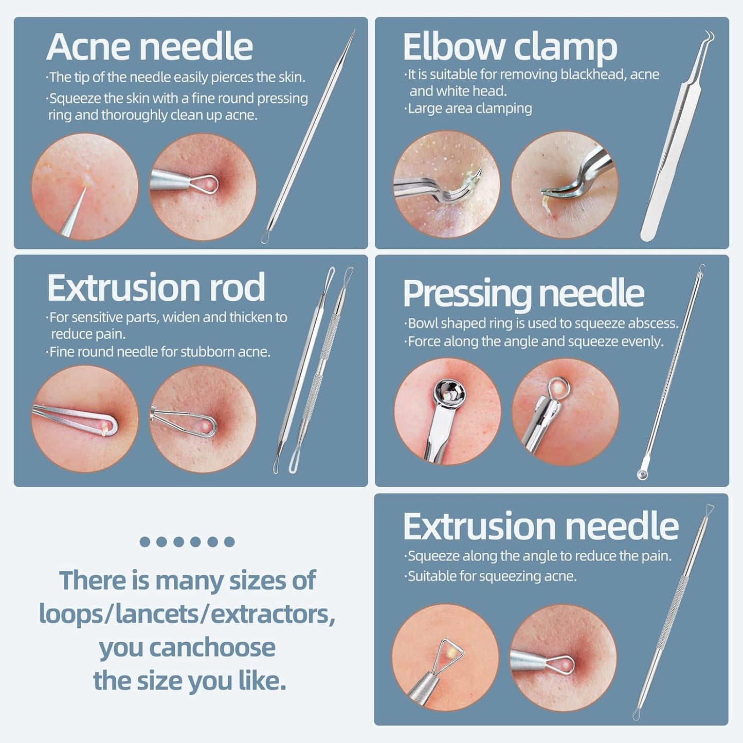 Blackhead Remover Tool Comedones Extractor Acne Removal Kit for Blemish, Whitehead Popping