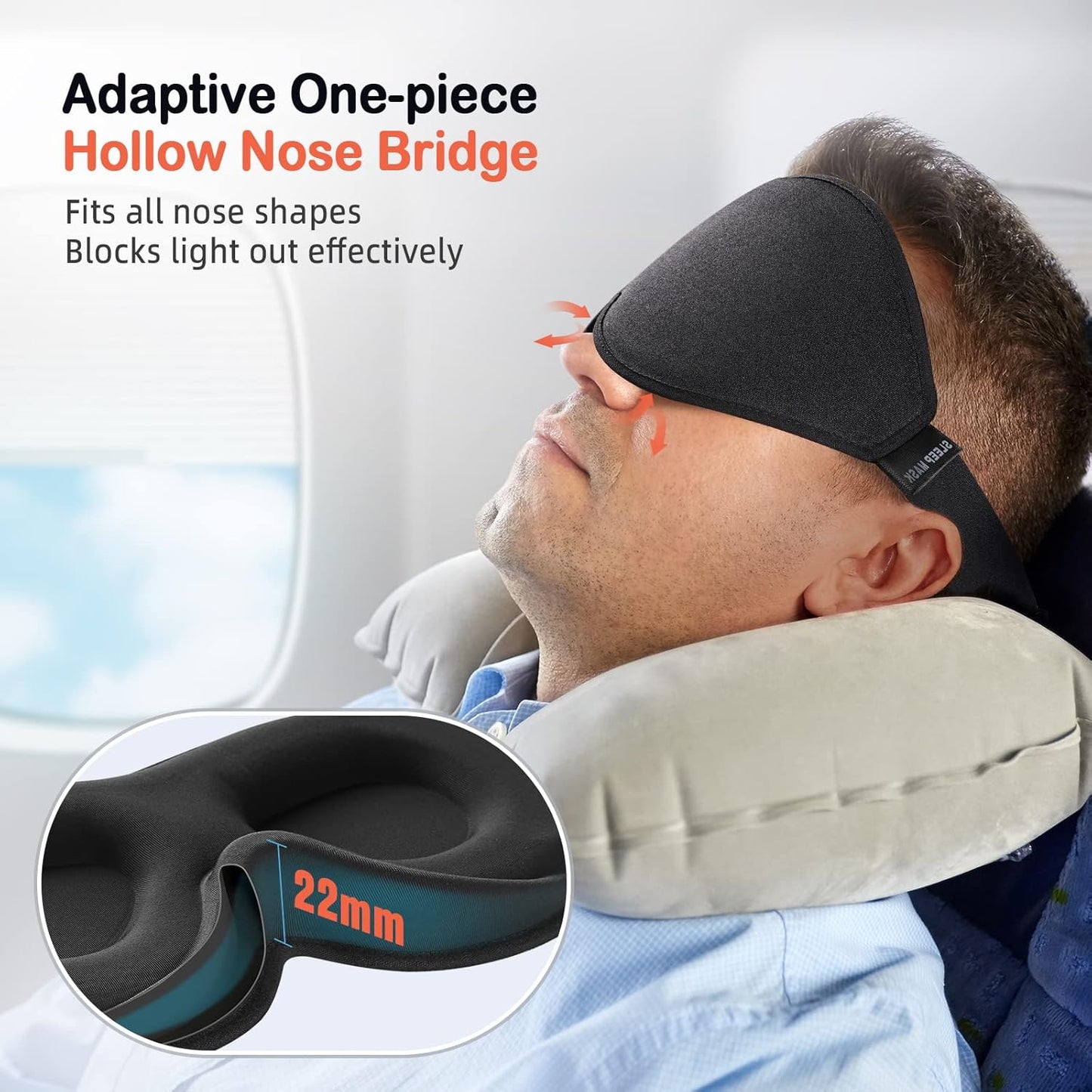 Sleep Mask for Side Sleeper, Eye Mask for Sleeping Light Blocking, 3D Contoured Cup Sleeping Mask