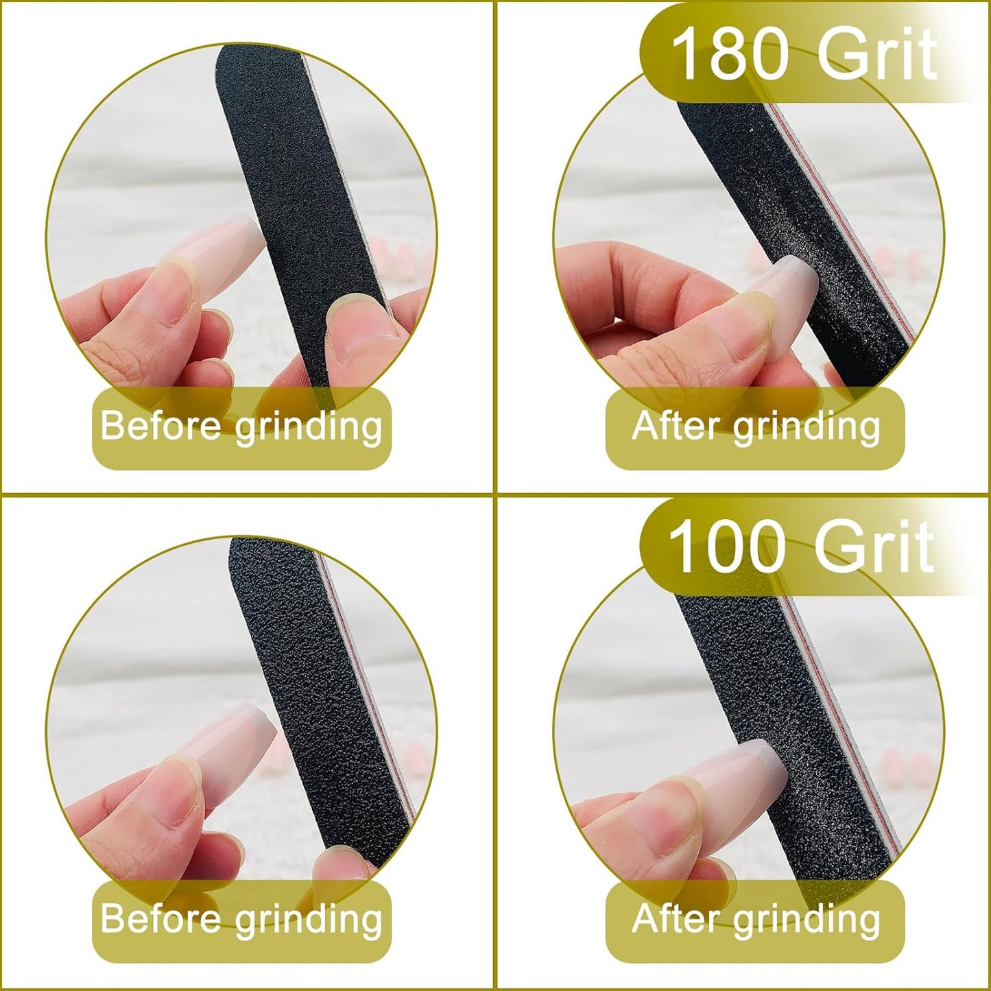 10 PCS Nail File  Professional Double Sided 100/180 Grit Nail Files Emery Board
