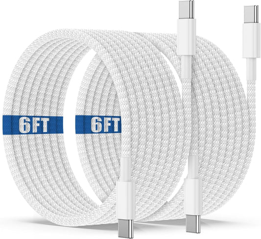 USB C to C cable, USB-C PD cable 6ft , 60W PD USB C cable, Type C Cord for iPhone 16/15, iPad Pro/Air, MacBook Pro/Air, Samsung Galaxy