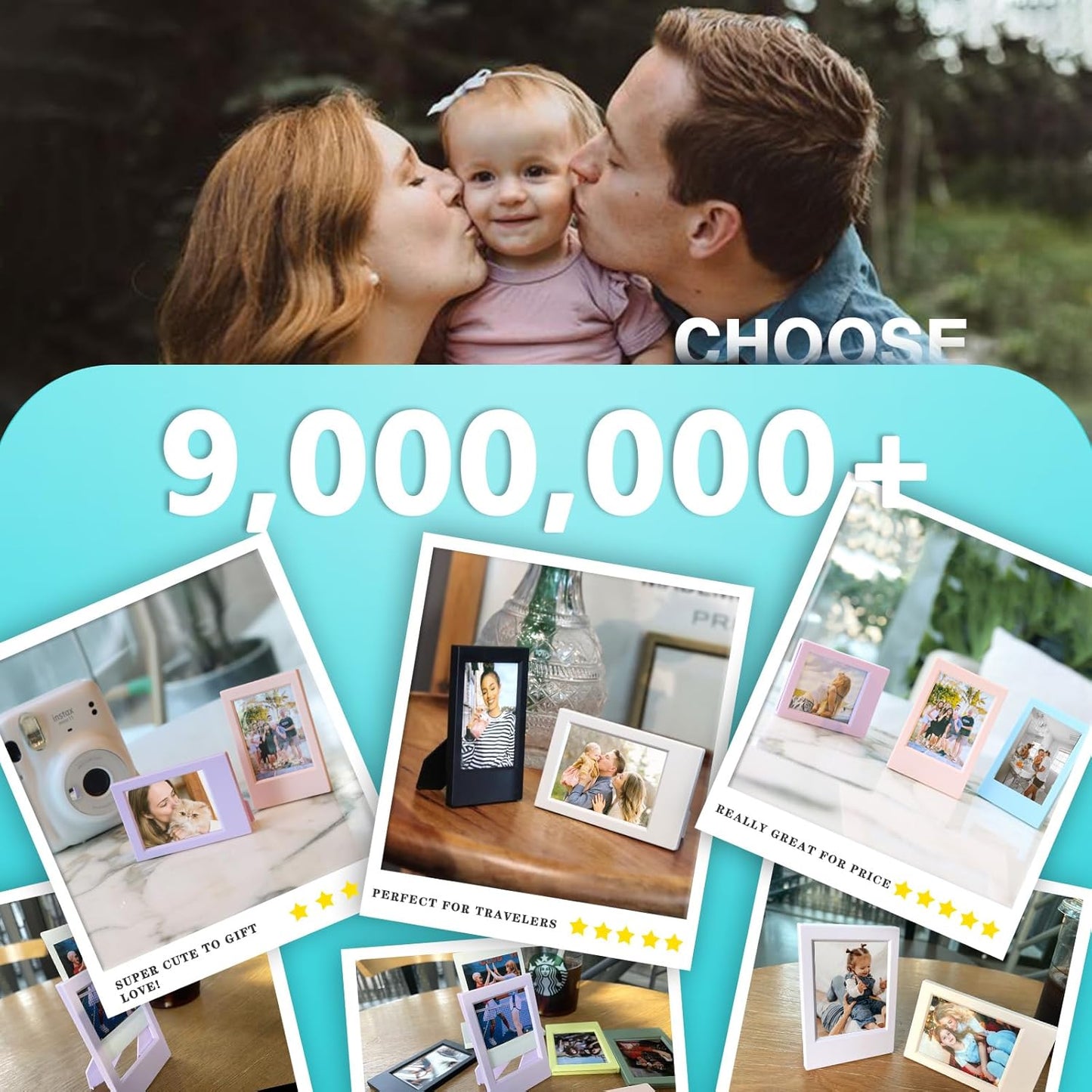 5 PACK Mini Photo Frame for Instax Mini 12/11/EVO/SE/8/7+/99--3'' Film instax mini frame