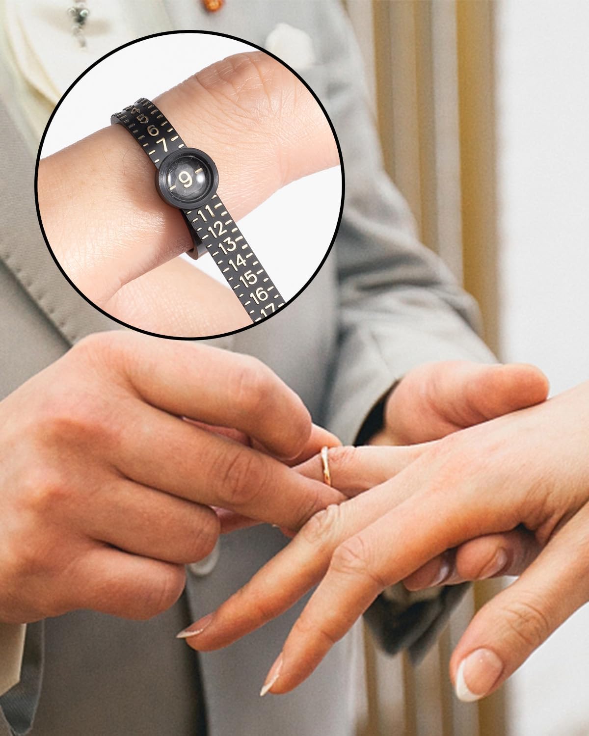 Ring Sizer Measuring Tool with Magnifier, for Ring Measurer and Ring Sizer Clear and Intuitive Reading. Plastic Ring Sizer with Lens, 1-17