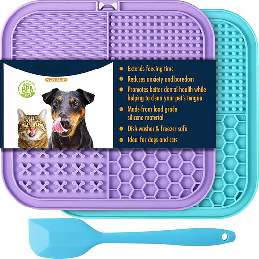 Lick Mat for Dogs & Cats 2 Pack with Suction Cups, Dog Lick Mat