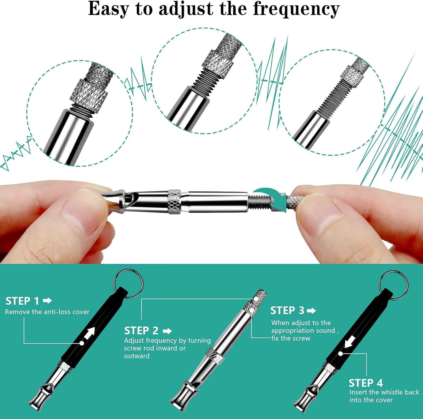 2 Pack Dog Whistle, Adjustable Ultrasonic Silent Dog Whistle, Professional Recall Dog Training Whistles