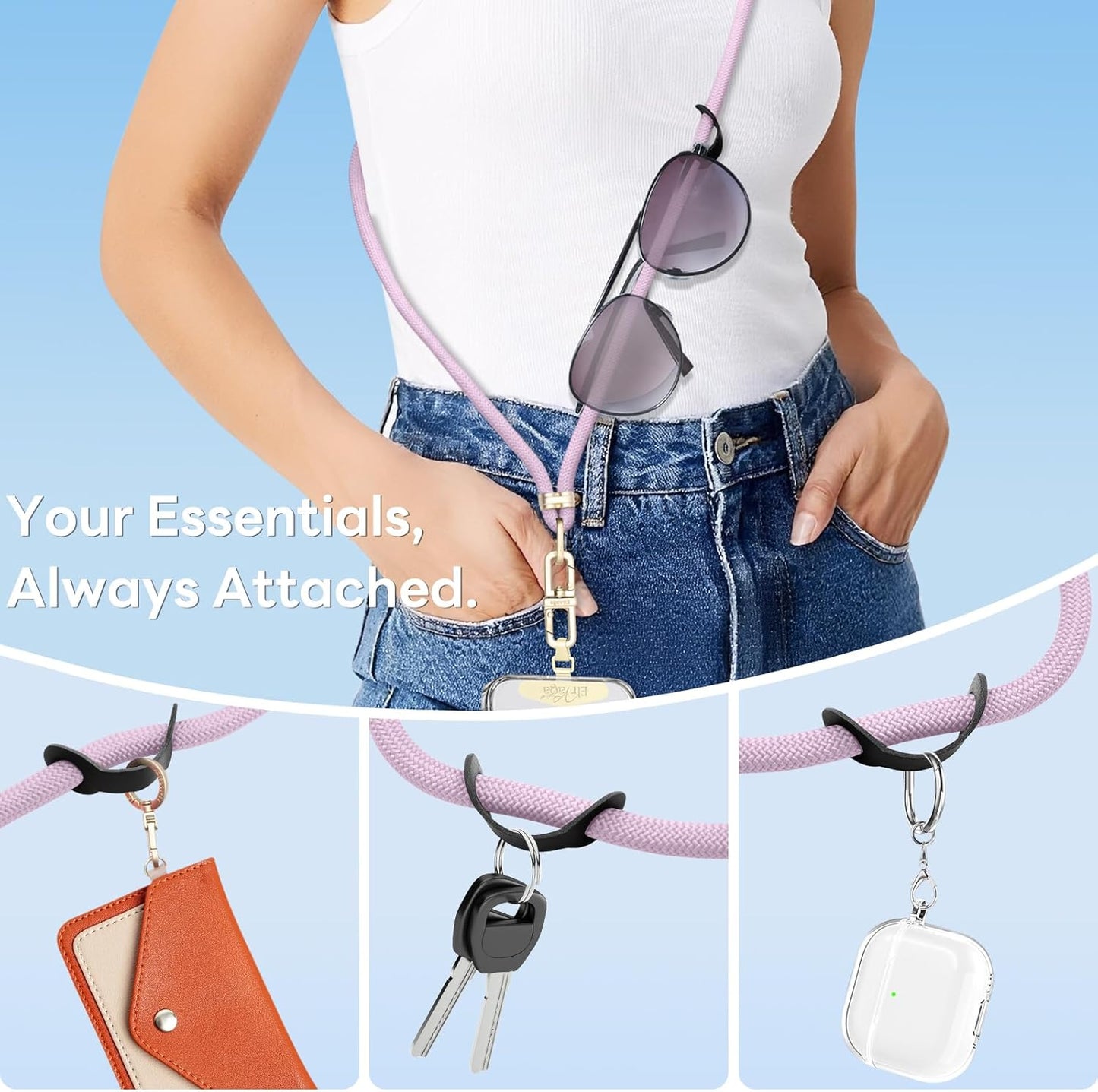 Phone Lanyard for Cellphone Case ,Metal Buckles, Phone Strap Crossbody with metal Tab, Cellphone Lanyard Crossbody