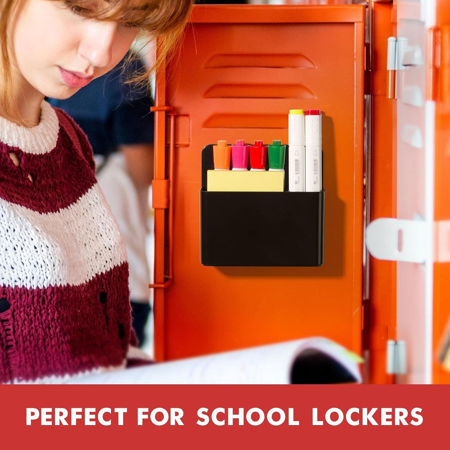 Magnetic Pen Holder,2 Pack or Refrigerator, Dry Erase Marker Holder for Whiteboard，Magnet School Locker Organizer