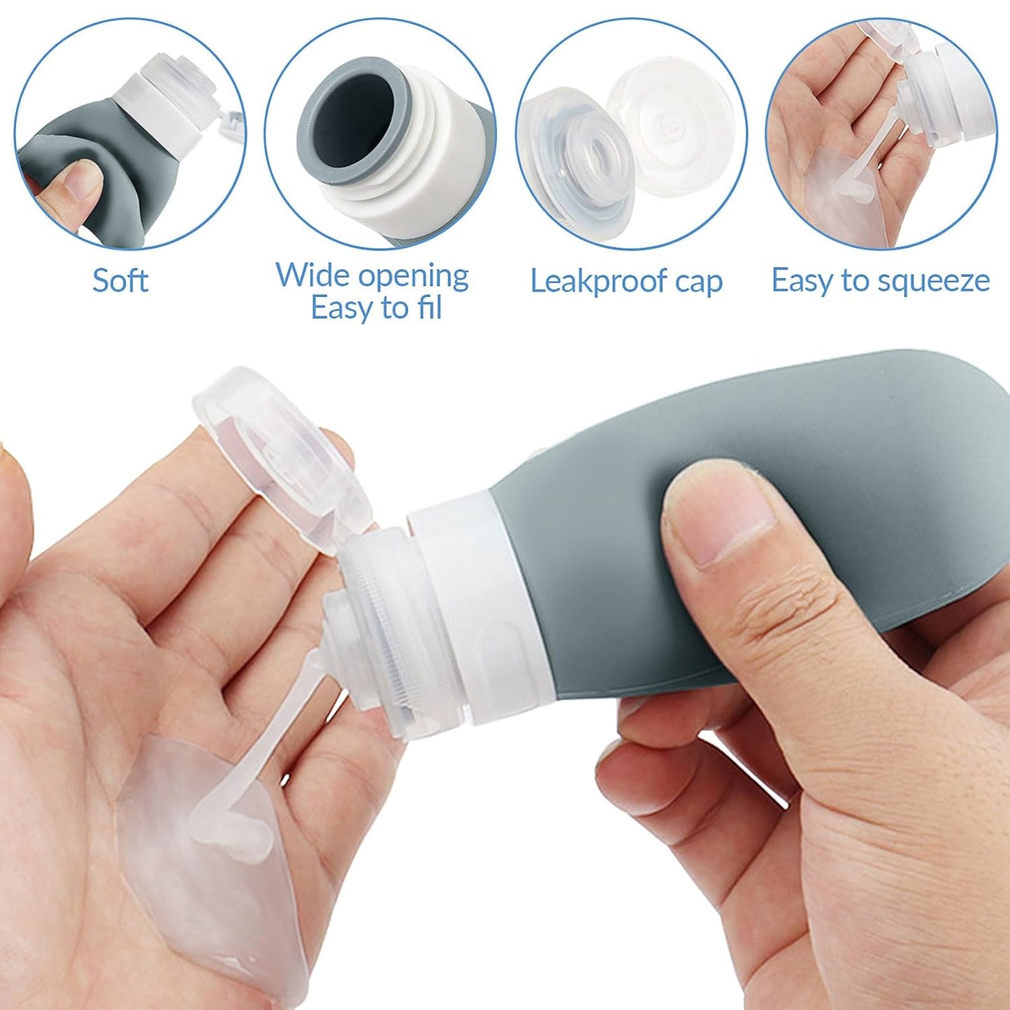 18 Pack Travel Bottles for Toiletries, TSA Approved Travel Size Containers,Silicone Shampoo and Conditioner Bottles