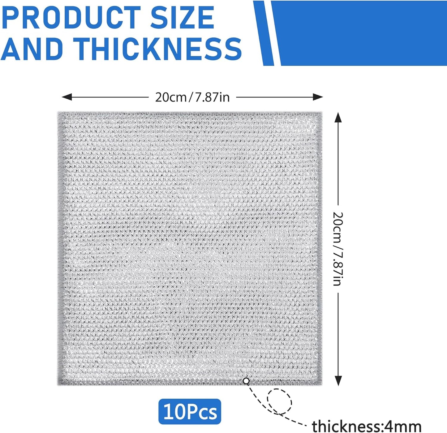 10 Pcs New Upgrade 3-Layer Metal Dish Cloth, Multipurpose Wire Dishwashing Rag，Kitchen Cleaning DishRags