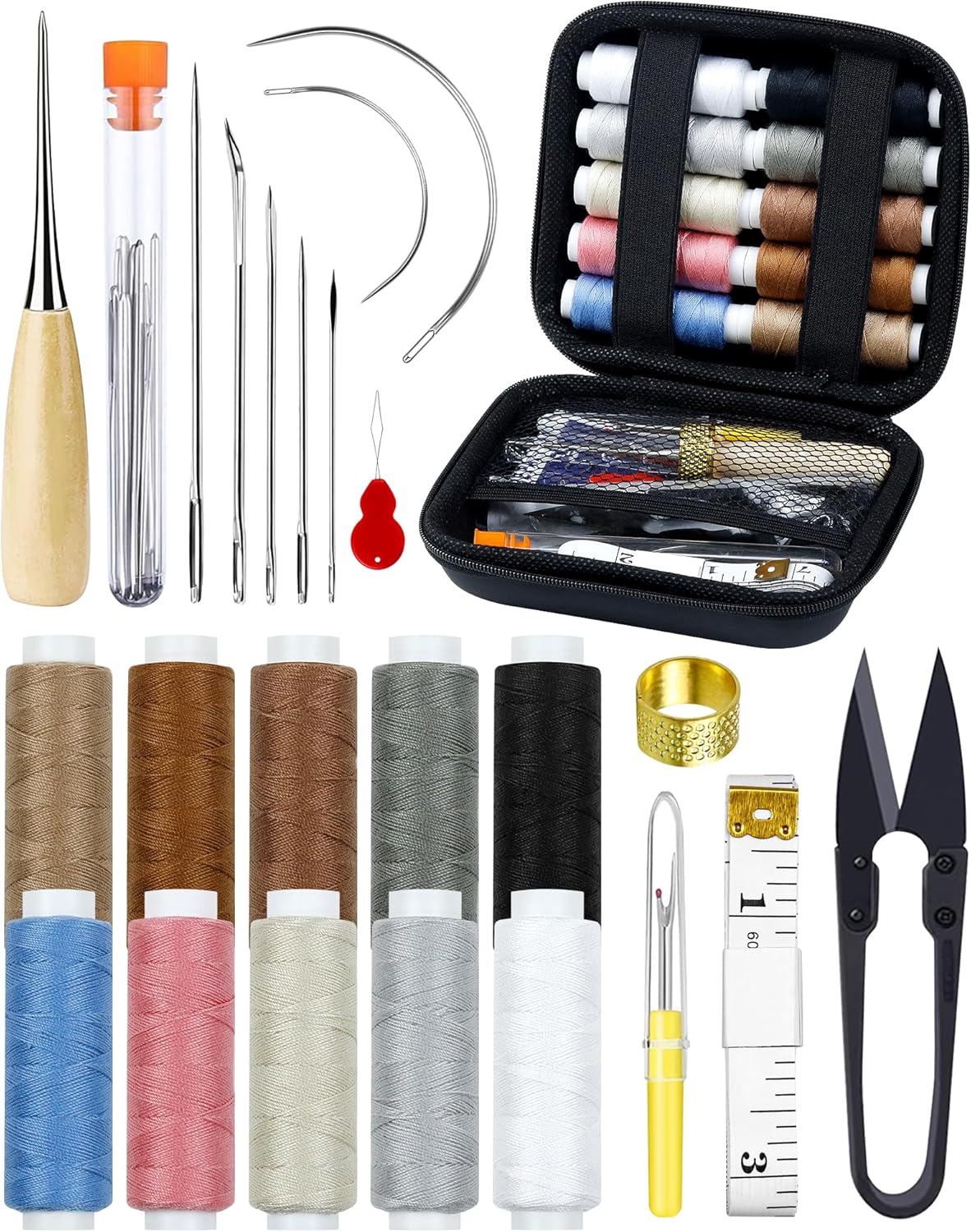 Upholstery Repair Sewing Kit: 47 Pieces Heavy Duty Sewing Kit for Car, Sofa, Backpack, Shoe, Craft DIY
