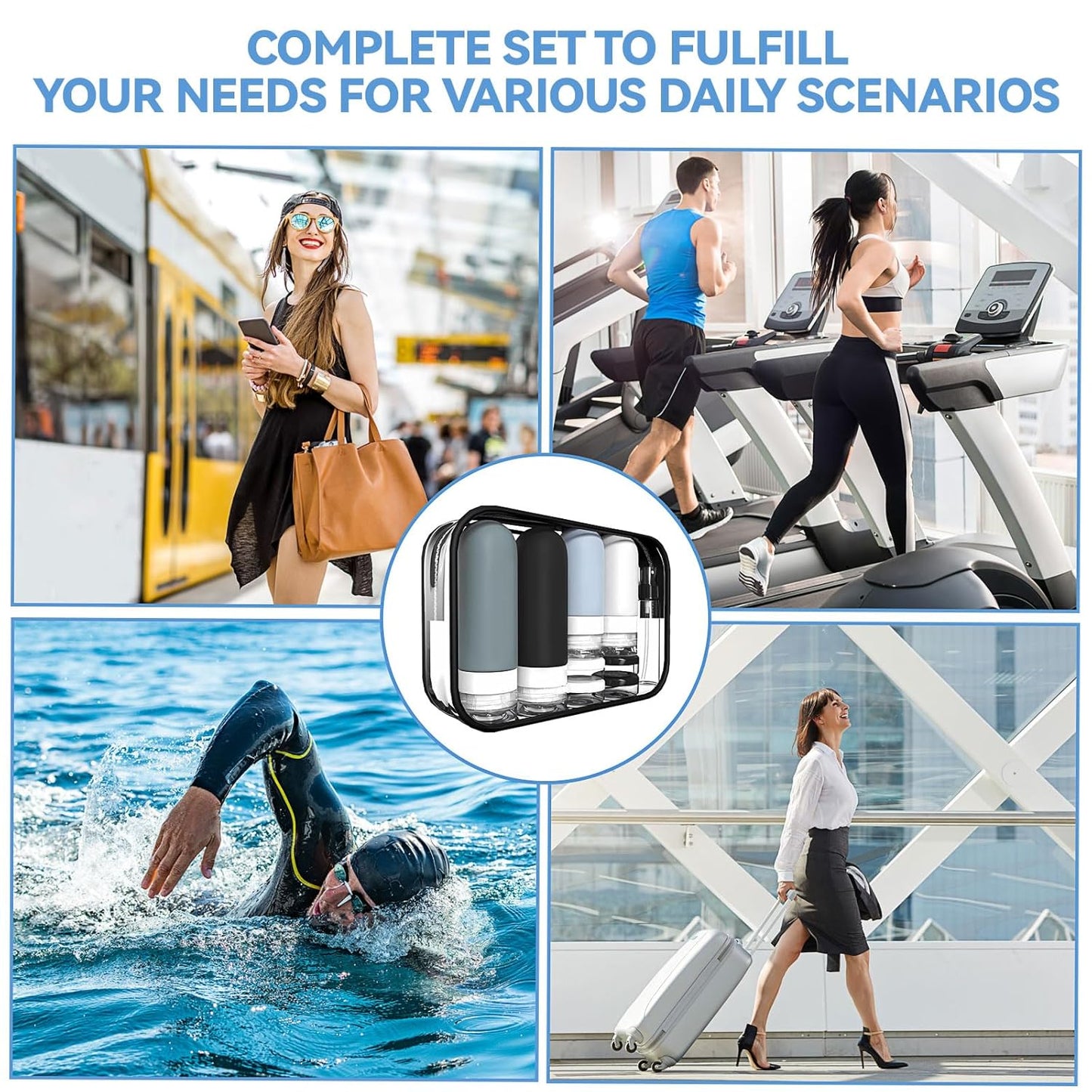 18 Pack Travel Bottles for Toiletries, TSA Approved Travel Size Containers,Silicone Shampoo and Conditioner Bottles