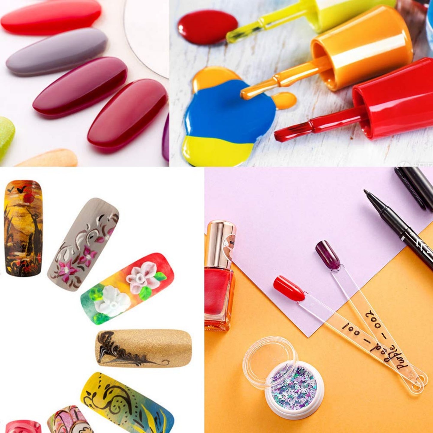 150 Pcs Clear Nail Swatch Sticks with Ring, Fan Shape Nail Art Tips, False Nail Sample Sticks