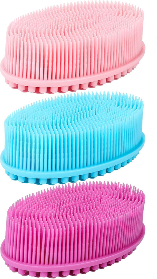 Set of 3  Silicone Body Scrubber Loofah - Set of 3 Soft Exfoliating Body Bath Shower Scrubber Loofah Brush