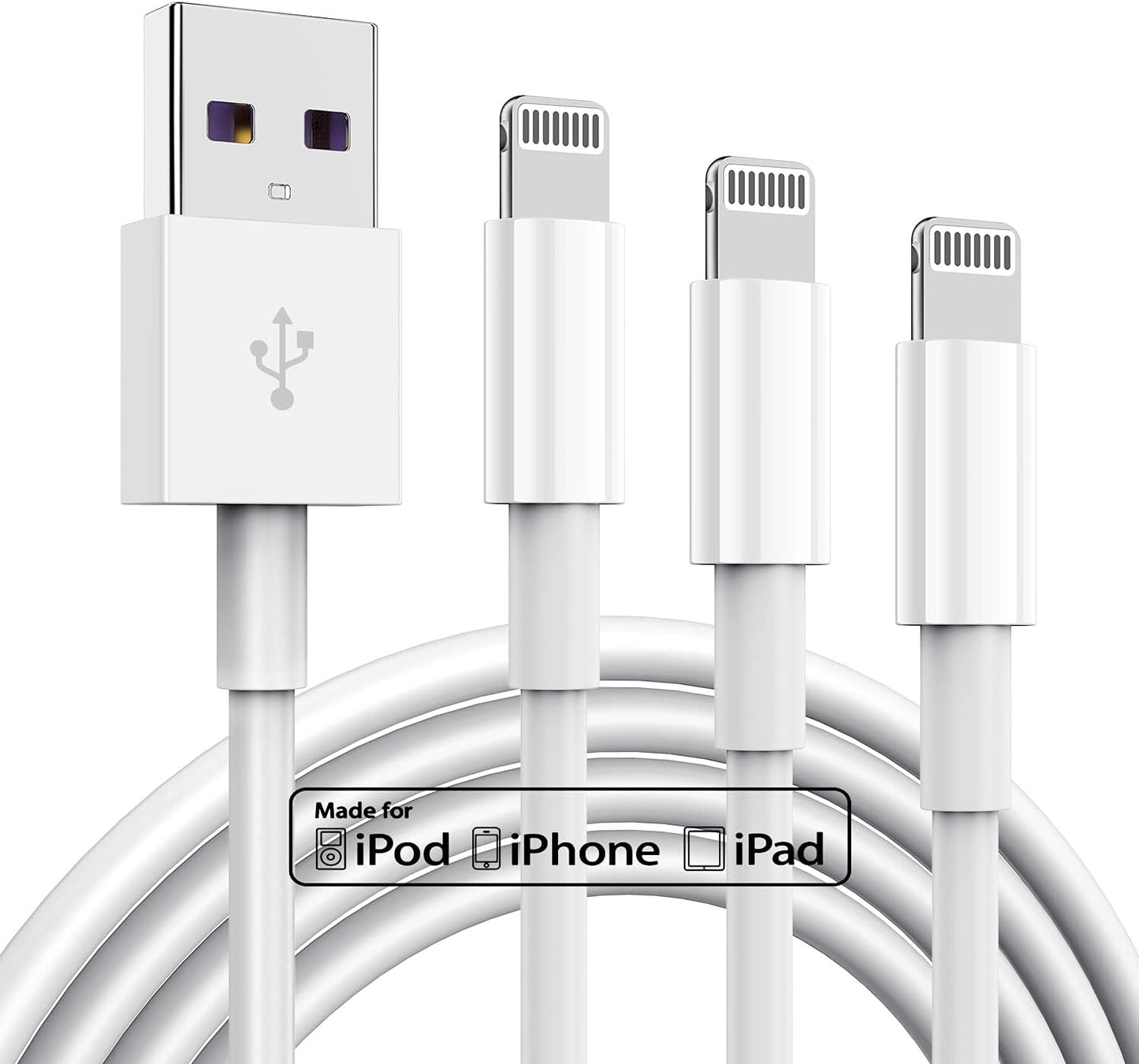 3 Pack iPhone Charging Cable,iPhone 6ft USB Cable,Fast Charging iPhone Charger,6ft Lightning Cable