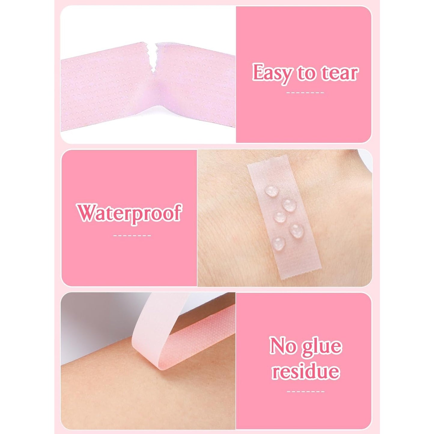 PE Lash Tapes, 5 Rolls Adhesive Micropore Breathable Pink Eyelash Extension Tapes Lash