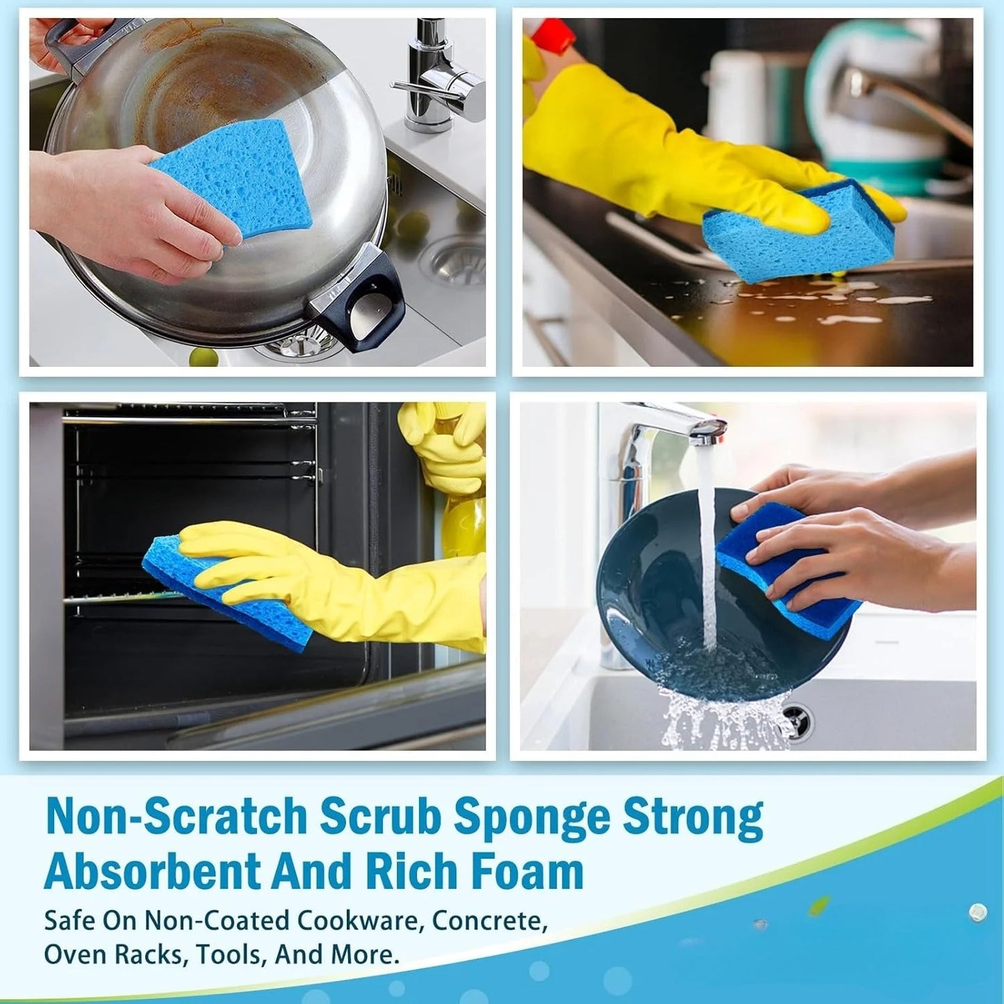 Non Scratch Scrub Sponge, 24Count, Sponges for Dishes, Sponges Kitchen, Cleaning Sponge